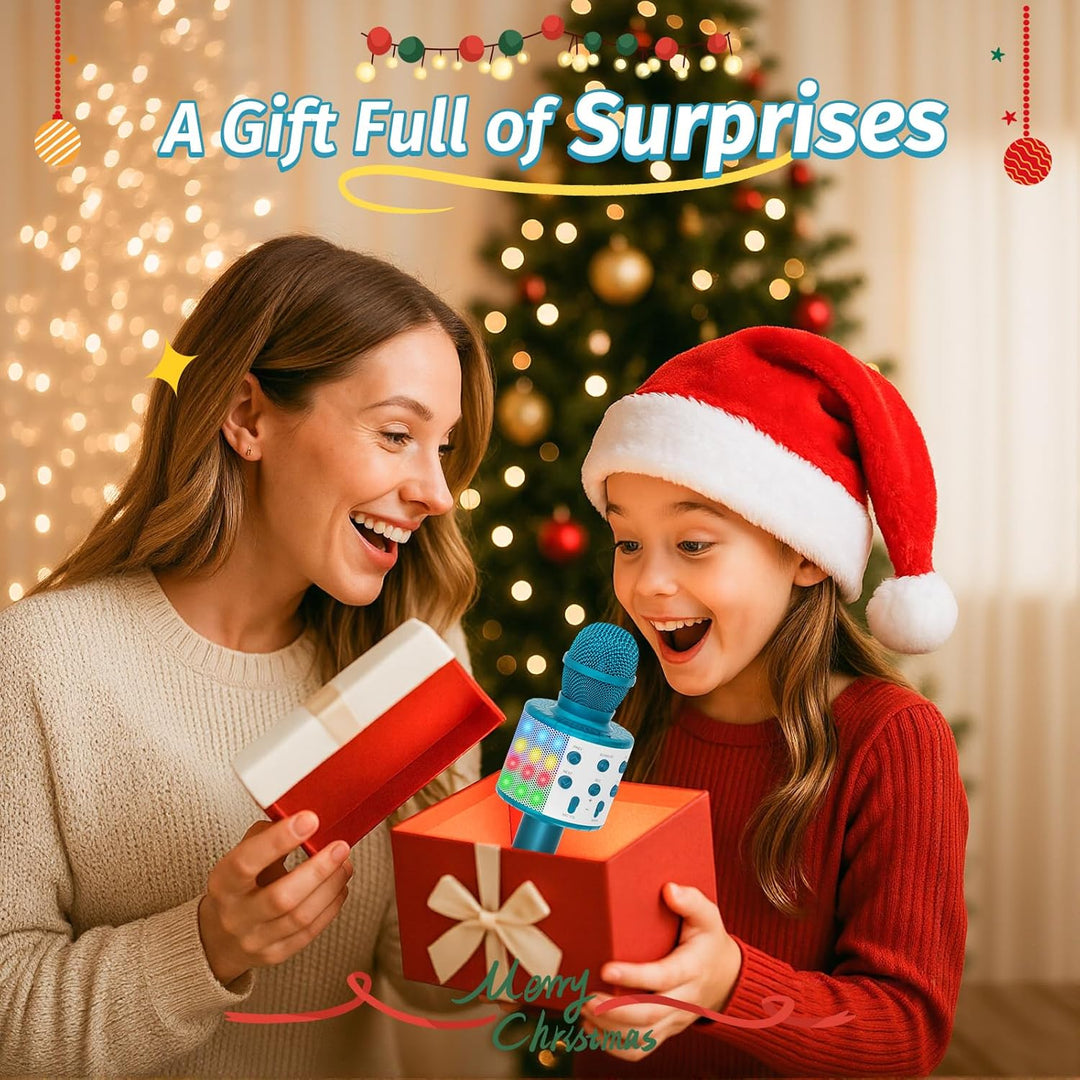 Fede Karaoke Mikrofon, Drahtloses Bluetooth Mikrofon für Kinder, Lustige Geschenke Spielzeug für Tee