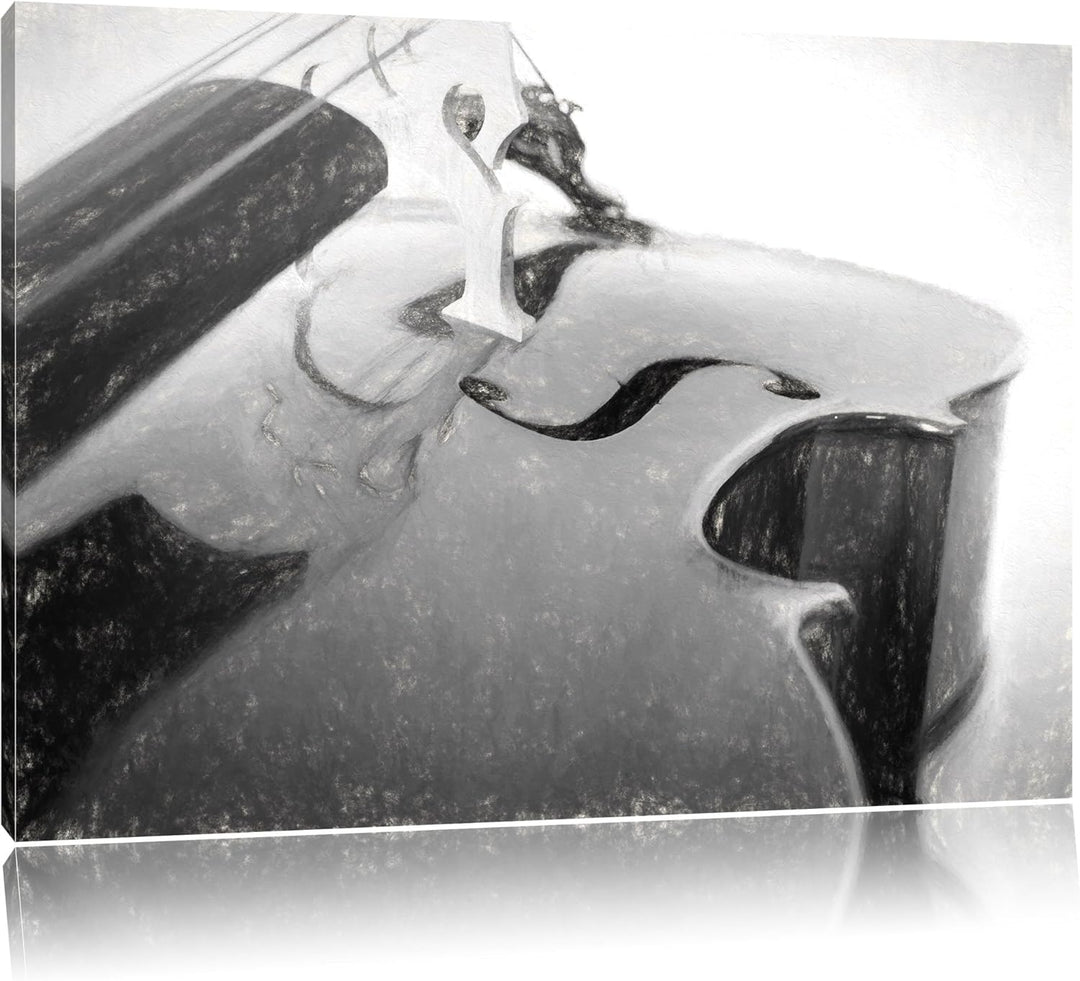 Cello Kohle Effekt, Format: 100x70 auf Leinwand, XXL riesige Bilder fertig gerahmt mit Keilrahmen, K