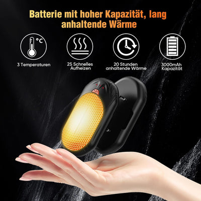 Handwärmer wiederaufladbar 2-Pack, 6000mAh elektrische tragbare Taschenheizung, 24Hrs Lange Heizung