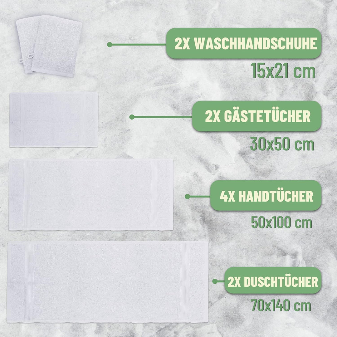 GREEN MARK Textilien 10 TLG. FROTTIER Handtuch-Set mit verschiedenen Grössen 4X Handtücher, 2X Dusch