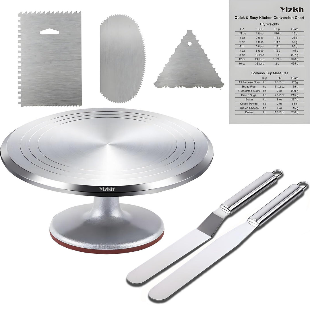 Tortenplatte Drehbar Aluminiumlegierung, Yizish 12-Zoll-Tortenständer Kuchen Drehteller mit Edelstah