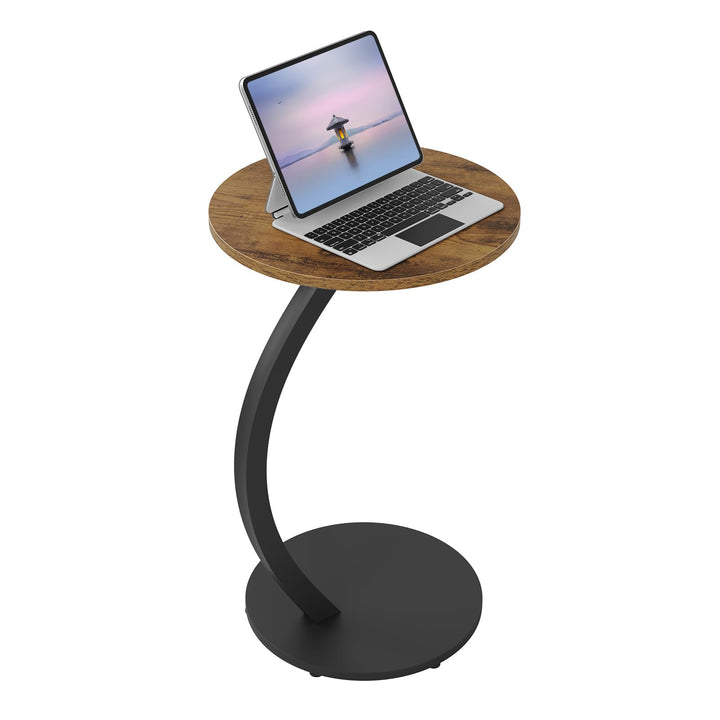 WOLTU Beistelltisch C Form, Couchtisch rund, Sofatisch Kaffeetisch, Kleiner Tisch für Couch Sofa Bet