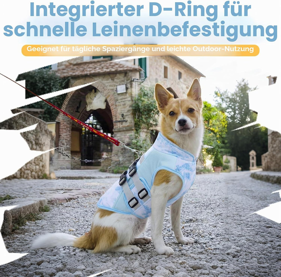 Kühlweste Hund Sommer Leicht Atmungsaktiv Kühlmantel Hund Mit D-Ring, Verstellbar Sonnenschutz Hunde