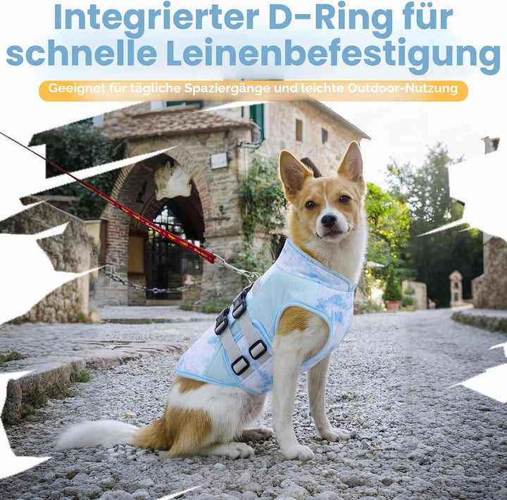 Kühlweste Hund Sommer Leicht Atmungsaktiv Kühlmantel Hund Mit D-Ring, Verstellbar Sonnenschutz Hunde