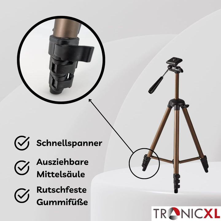 TronicXL 134cm Stativ Tripod Kamerastativ kompatibel mit DJI Osmo GoPro Hero Hero+ 3 4 5 6 7 8 9 10