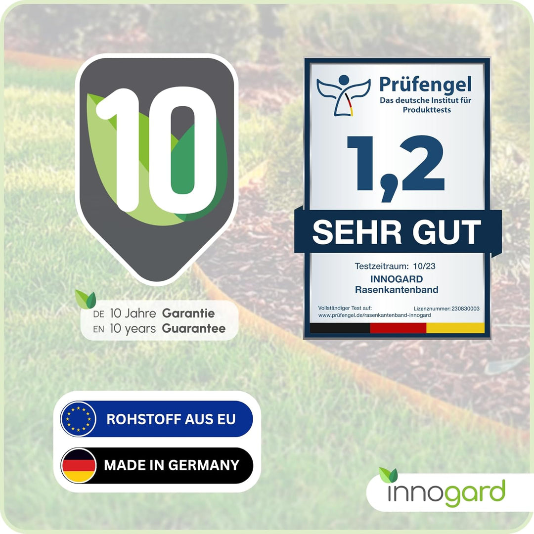 innogard Rasenkante Cortenstahl L5m H15cm - Flexible Beeteinfassung 1 mm stark Rasenkantenband für G