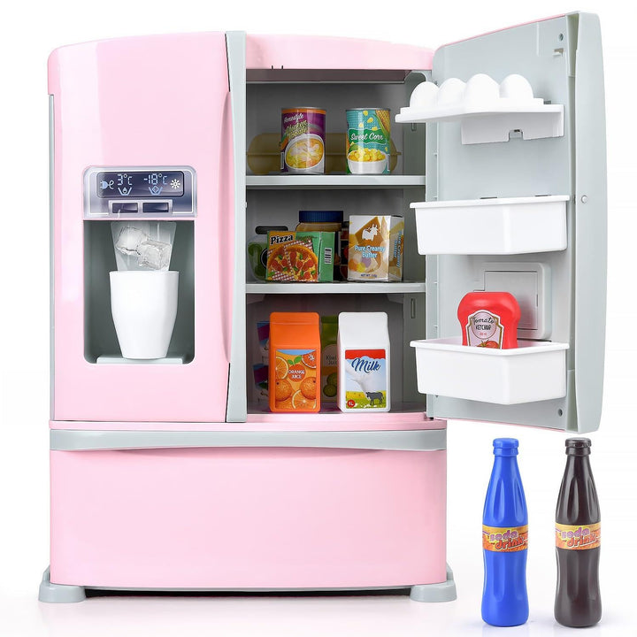 PLAY Küche Kinder Kühlschrank Spielzeug mit Eisspender, Spielküche Zubehör Set mit Kinderkühlschrank