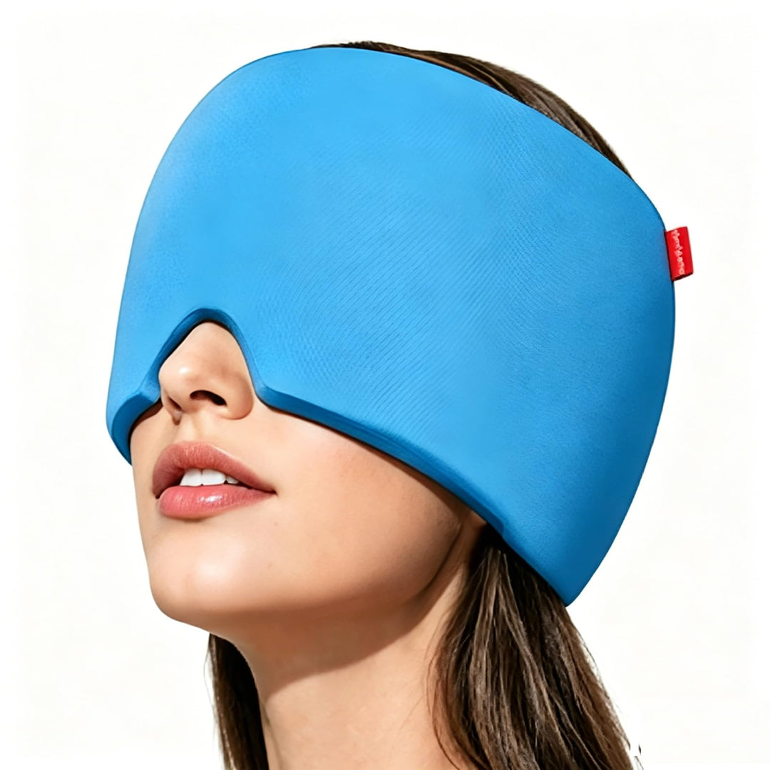 Comfytemp Gel Kühlmütze Migräne Maske, Dehnbare Kühlpads Headache Relief Hat, Kaltkompressionstherap
