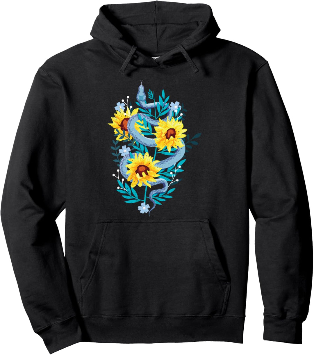 Summer Sunflower Snake Persephone Flower Lovers Gift Pullover Hoodie