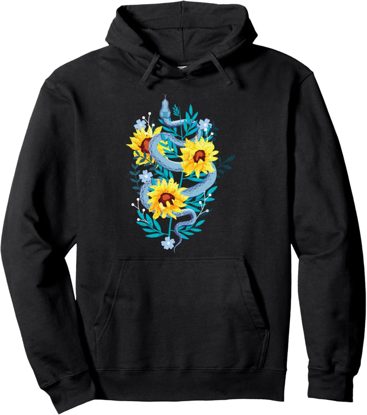 Summer Sunflower Snake Persephone Flower Lovers Gift Pullover Hoodie