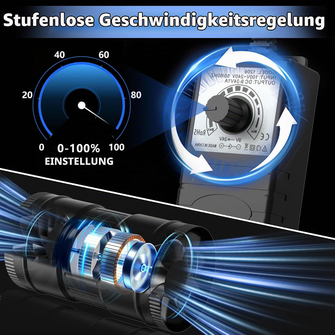 Regelbar Rohrventilator 150mm Rohrlüfter 587m³/h Abluftventilator, Badlüfter für Wintergarten Growze