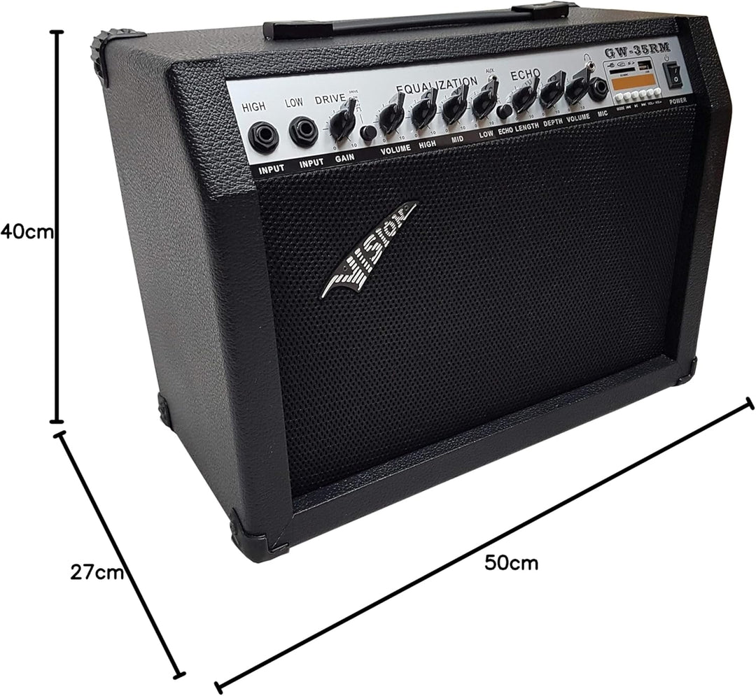 GITARRENVERSTÄRKER 65WATT - E Gitarren VERSTÄRKER - Distortion - MIKROFONEINGANG - Echo - Hall - 7 K