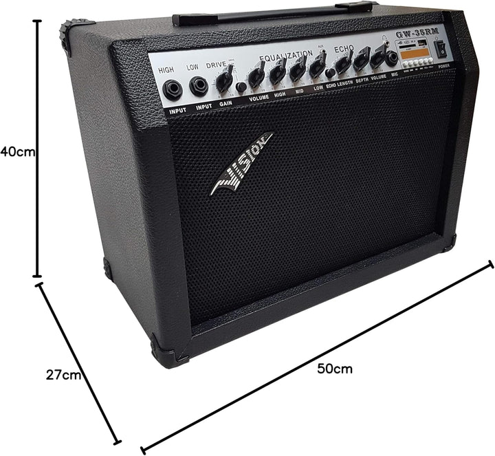 GITARRENVERSTÄRKER 65WATT - E Gitarren VERSTÄRKER - Distortion - MIKROFONEINGANG - Echo - Hall - 7 K