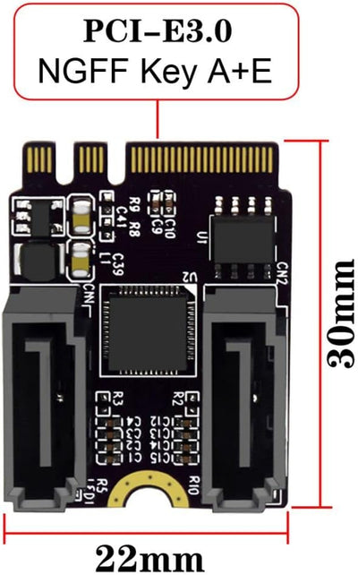 chenyang CY M.2 NGFF Key A+E PCI Express zu SATA 3.0 6Gbps Dual Ports Adapter Converter Festplattene