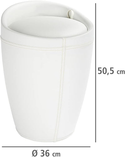 WENKO Badhocker Candy Leder Optik Weiss, Hocker mit Stauraum für das Badezimmer und Wohnzimmer, inte