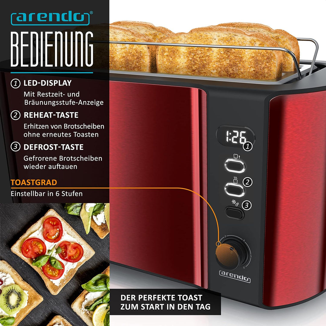 Arendo - Wasserkocher Toaster Eierkocher Set - Edelstahl Wasserkocher mit Temperatureinstellung - To
