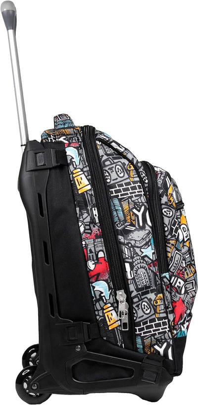 YUB TROLLEY TECH Rucksack mit Trolleyfunktion, 3 in 1, Schulranzen mit Rollen, Abnehmbarer Rucksack,