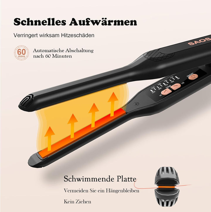 Mini Glätteisen, SAOSA Haarglätter und Lockenstab 2 in 1 Klein Glätteisen für kurzes Haar zum Locken