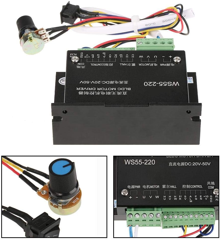 Bewinner Motortreiber Controller mit Kabel, WS55-220 Hochleistungs BLDC Motor Controller mit 3 Phase