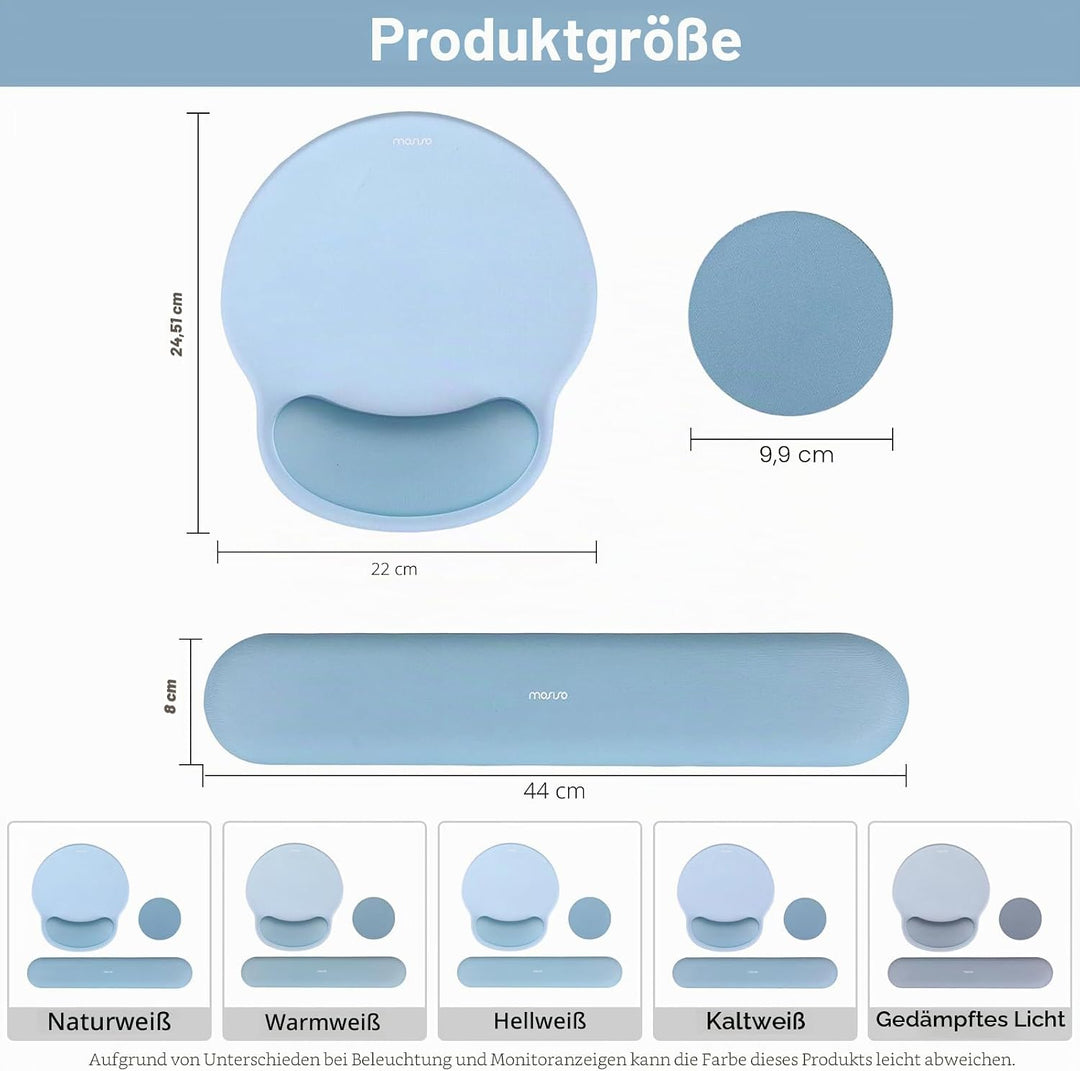 MOSISO Handballenauflage Tastatur&amp;Maus Set, Kreis Gekrümmt Ergonomisch Mauspad&amp;Untersetzer rutschfes