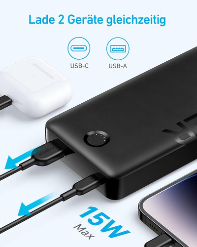 Anker Powerbank, 325 Powerbank (PowerCore 20K II), 20.000mAh Akku mit USB-C Port (Input & Output), 1