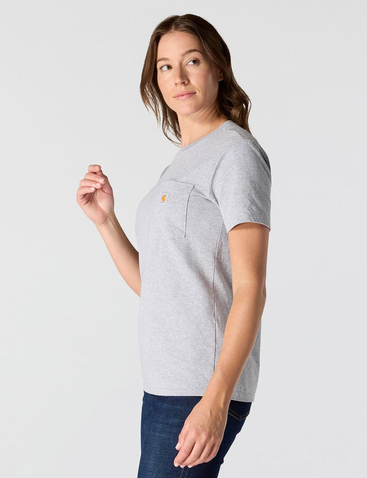 Carhartt Bekleidung Logo T-Shirt grün XS Grau Meliert, XS Grau Meliert