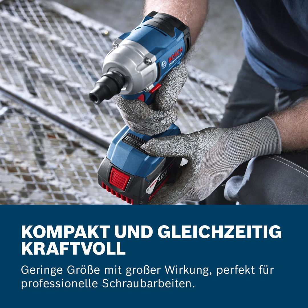 Bosch Professional 18V System Akku-Drehschlagschrauber GDS 18V-350 (Set mit 2x 4.0 Ah Akku + GAL 182
