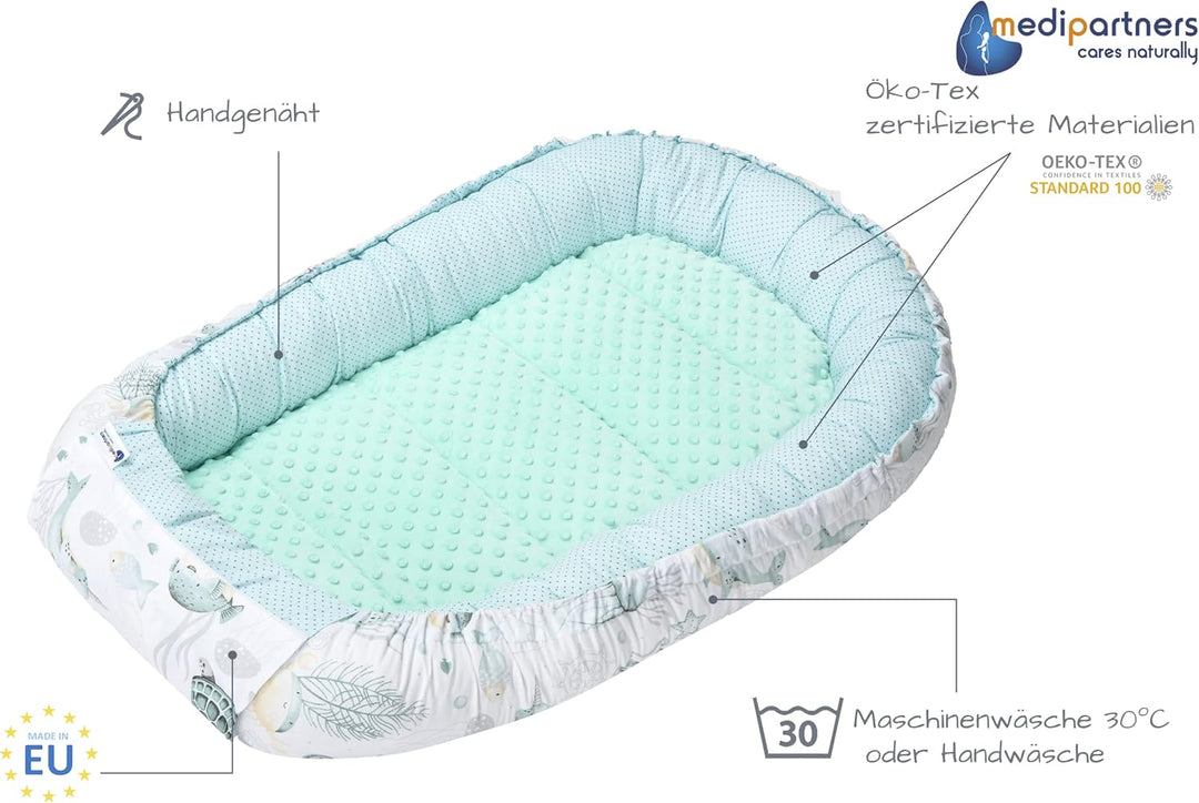 Medi Partners Babynest Kuschelnest Babynestchen 100% Baumwolle Nestchen Reisebett für Babys Säugling