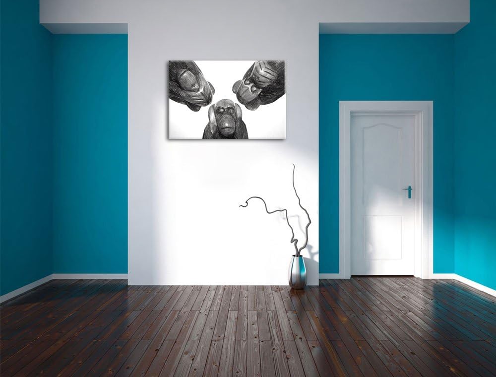 Pixxprint Nichts hören/sehen/Sagen als Leinwandbild/Grösse: 100x70 cm/Wandbild/Kunstdruck/fertig bes