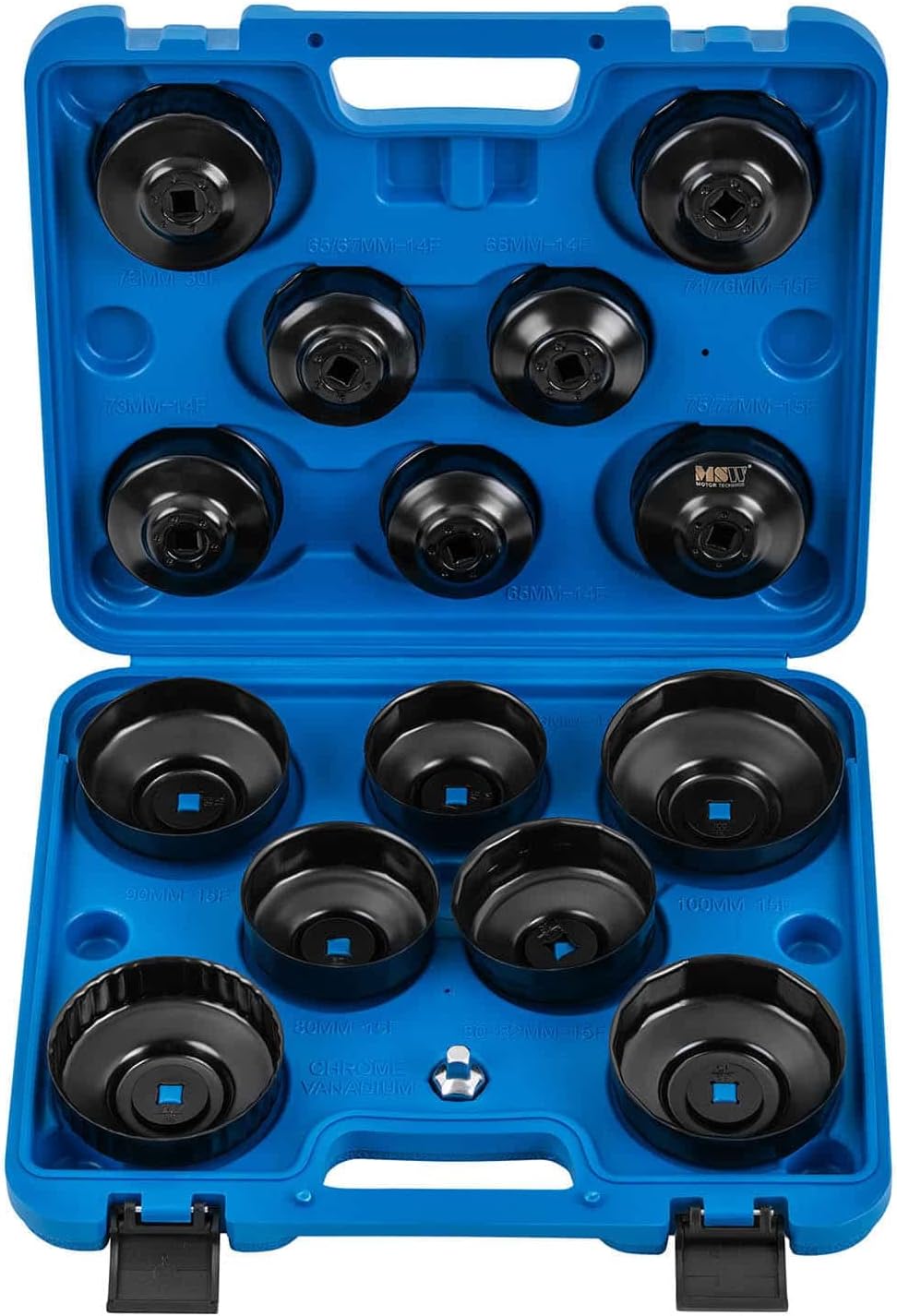 MSW MSW-OFC-11 Ölfilterschlüssel Set 16-teiig für Ölfilterkappen Ölfilter Werkzeug universell