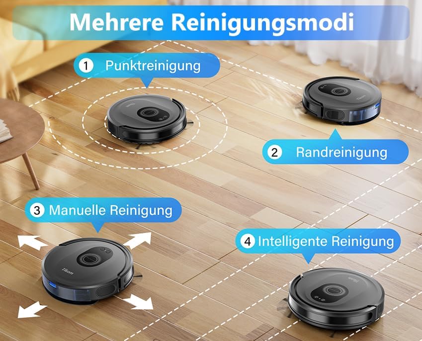 Tikom Saugroboter mit Wischfunktion 2 in 1, G8000 Max Staubsauger Roboter, 5000Pa Starke Saugkraft R