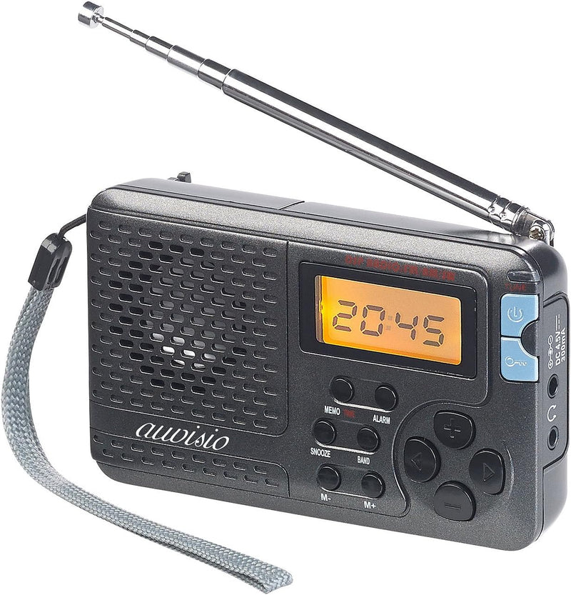 auvisio Taschenradio: 12-Band-Weltempfänger FM/MW/KW, mit Wecker & Sleeptimer (Taschenradios, Mini R