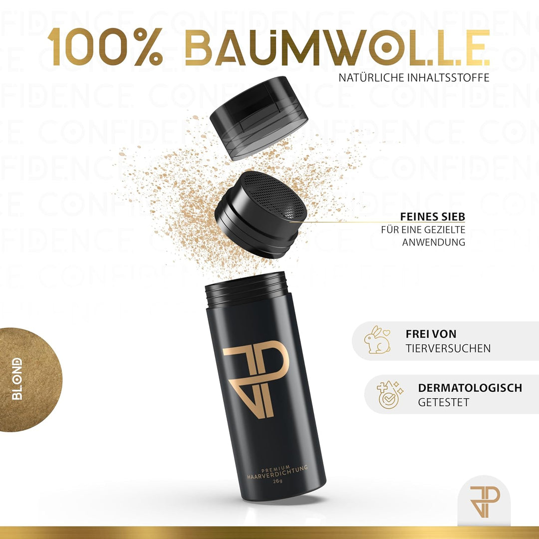 JP Confidence - Premium Streuhaar zur Haarverdichtung - Friseurqualität - 100% natürlich - Authentis