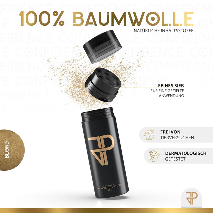 JP Confidence - Premium Streuhaar zur Haarverdichtung - Friseurqualität - 100% natürlich - Authentis