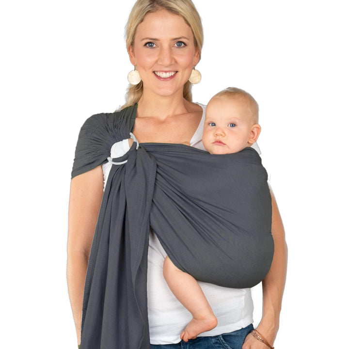 Hoppediz Ring-Sling Ultraleicht Babytragetuch ab Geburt, Hamburg Stone | Ergonomisches ultraleichtes