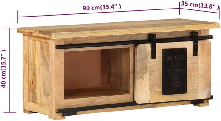 vidaXL Mangoholz Massiv TV Schrank mit Schiebetür Lowboard TV Möbel Board Sideboard Fernsehtisch Fer