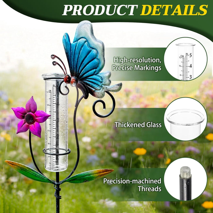 Regenmesser, Regenmesser Frostsicher Regenmesser Gartendeko mit Metall Erdspiess, Gartenzubehör Anal