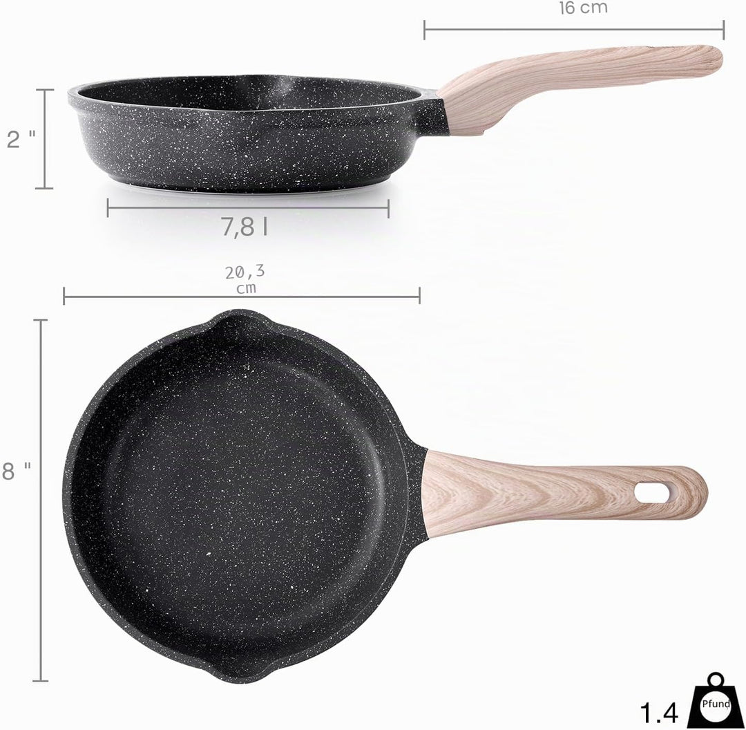 Kordisen Antihaft Bratpfanne 20 cm, Granit Beschichtung Pfanne Induktion, Gesund und Ungiftig, PFOA-