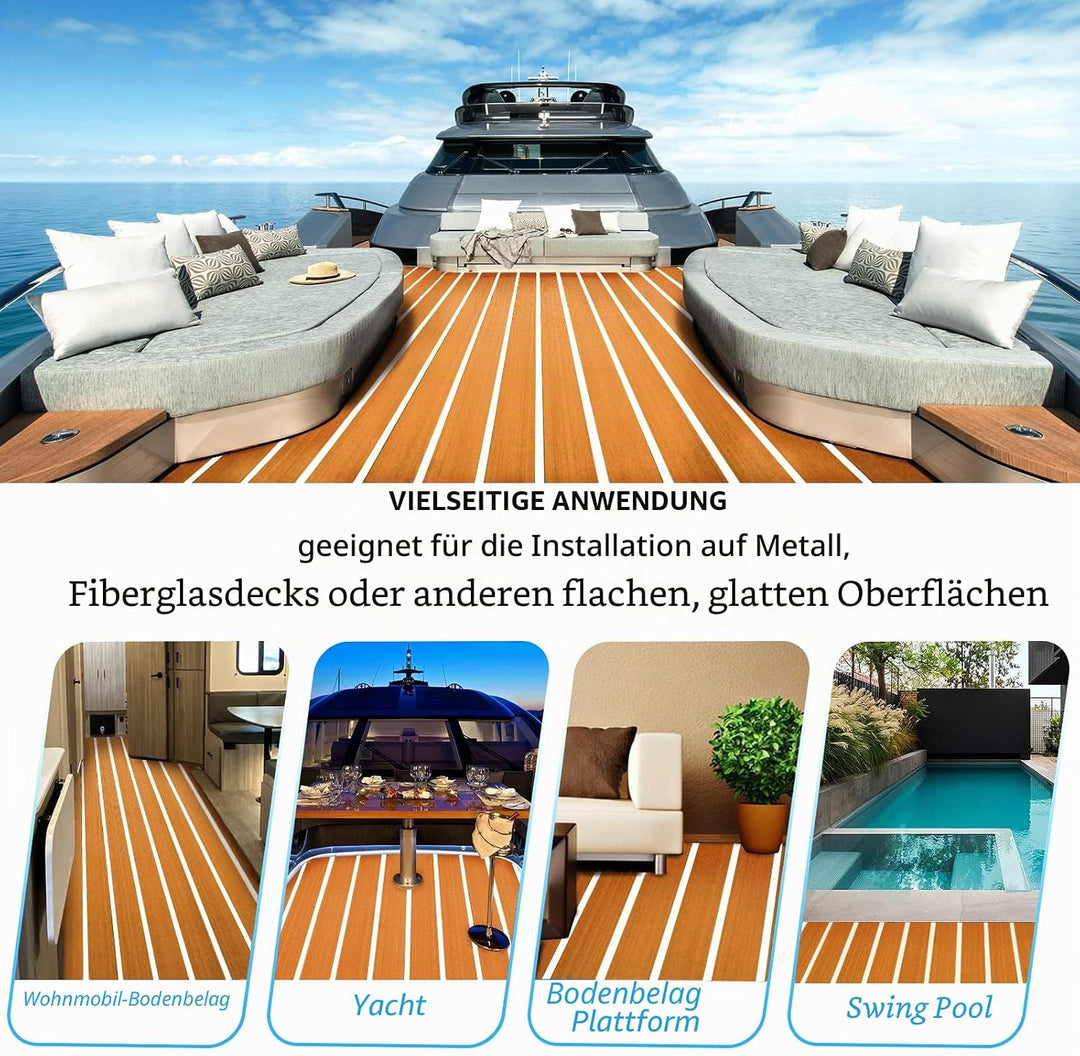 Toogou Generation Eva-Schaum Rutschfeste Marine Matte Rückseite mit 3 M Klebstoff, synthetische Teak