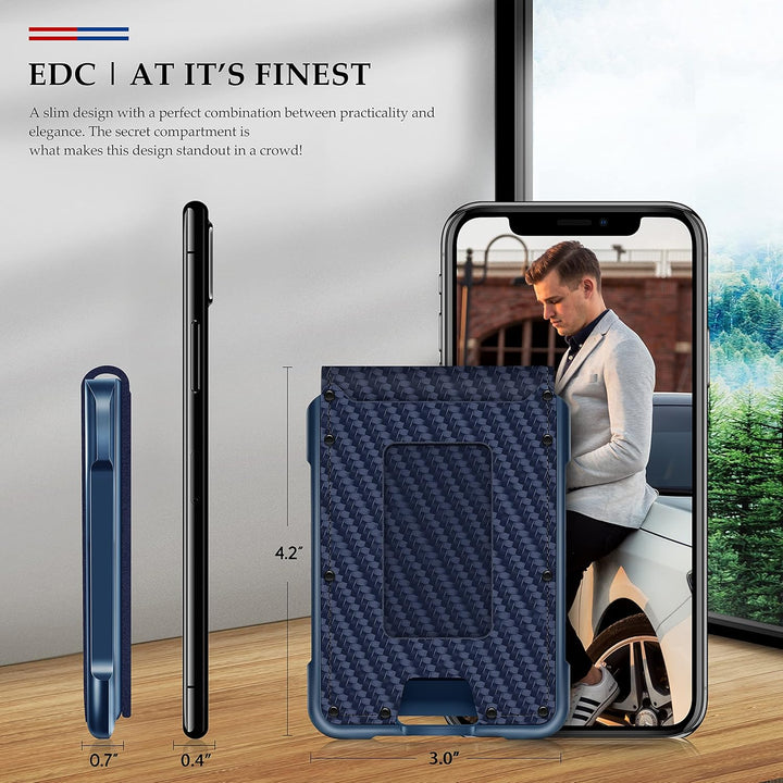 MURADIN Schlanker RFID-blockierender Metall-Kartenhalter, Taktische minimalistische Brieftasche für