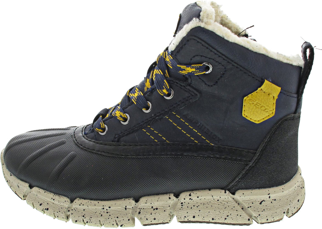Geox Jungen J Flexyper Boy B ABX Snow Boot 28 EU Navy Yellow, 28 EU Navy Yellow