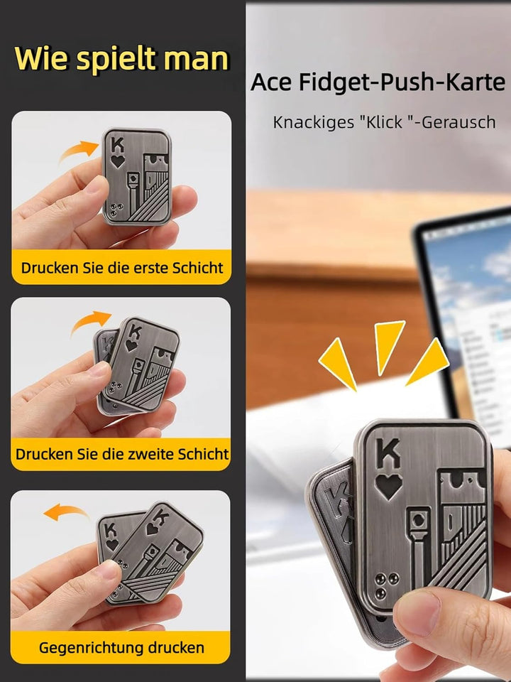 Metall-Fidget-Slider, Pop-Fidget-Spielzeug Poker Push Card für Jugendliche und Erwachsene, Geschenk