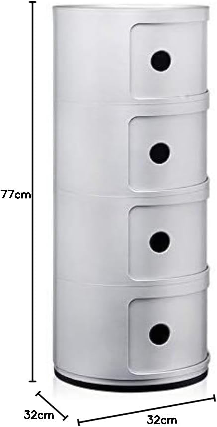 Kartell Componibili, 4 Elements, Silber, Runde Basis 4-fächer Silber, 4-fächer Silber