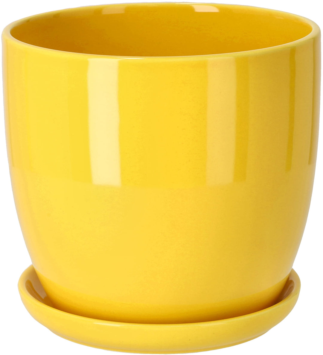 KOTARBAU® Keramik Blumentopf Übertopf für Blumen Pflanzen ⌀ 13 cm mit Tropfschale Gelb ⌀ 13 mm Gelb,