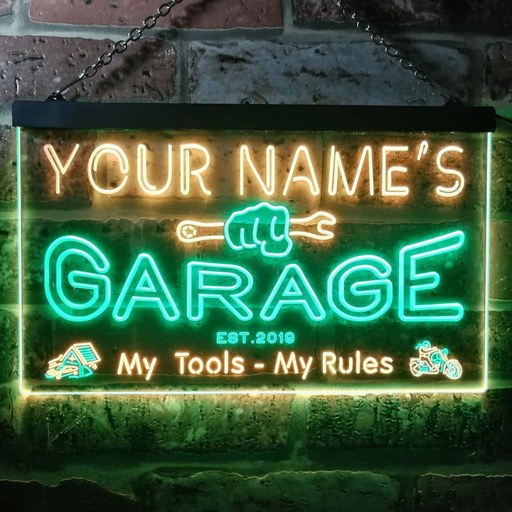 Personalized Your Name Est Year Theme Garage Man Cave Deco Dual Color LED Barlicht Neonlicht Lichtwe