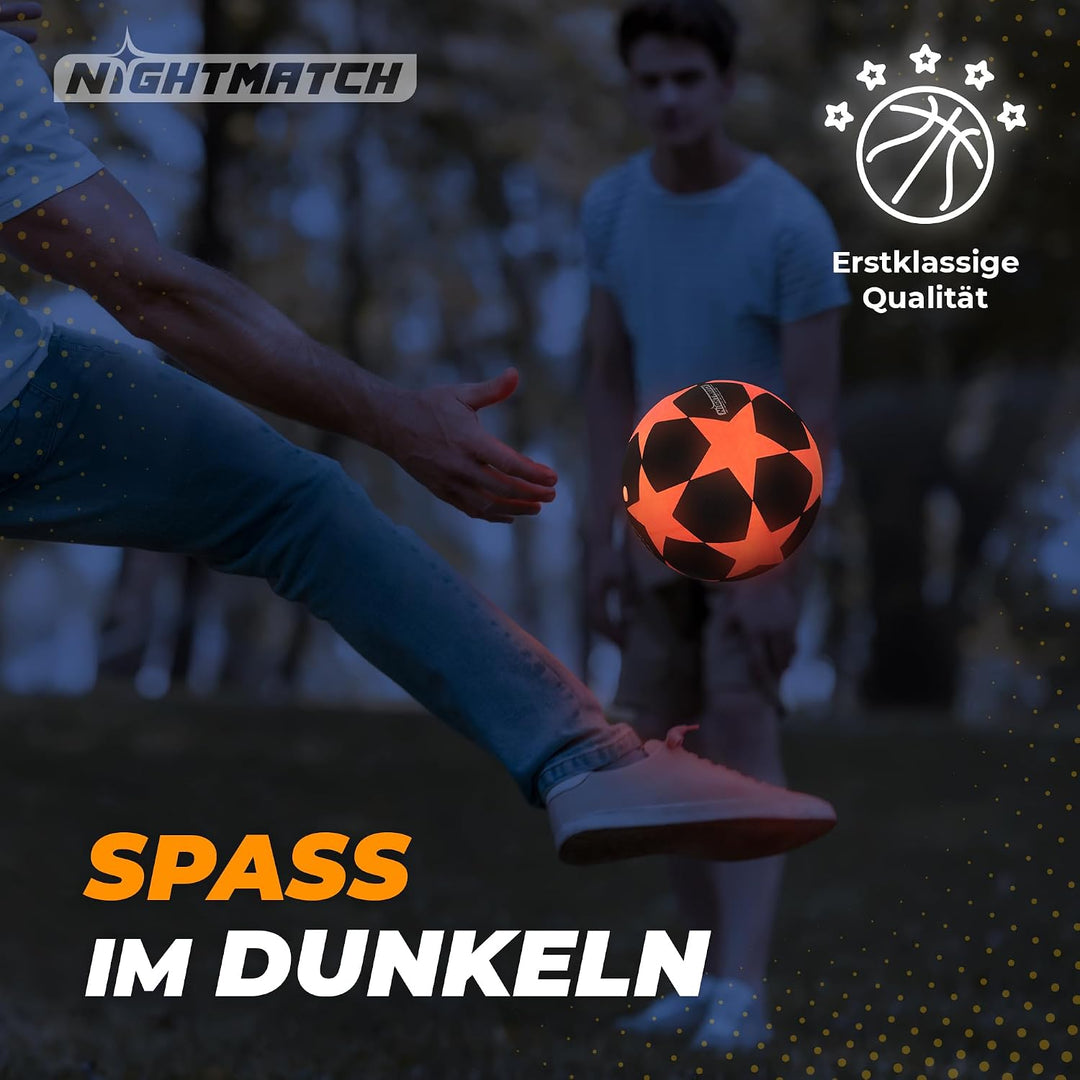 NIGHTMATCH Offizielle Grösse 5 Wasserbeständig LED Leuchtfussball - Leuchtender Fussball für Nachtsp