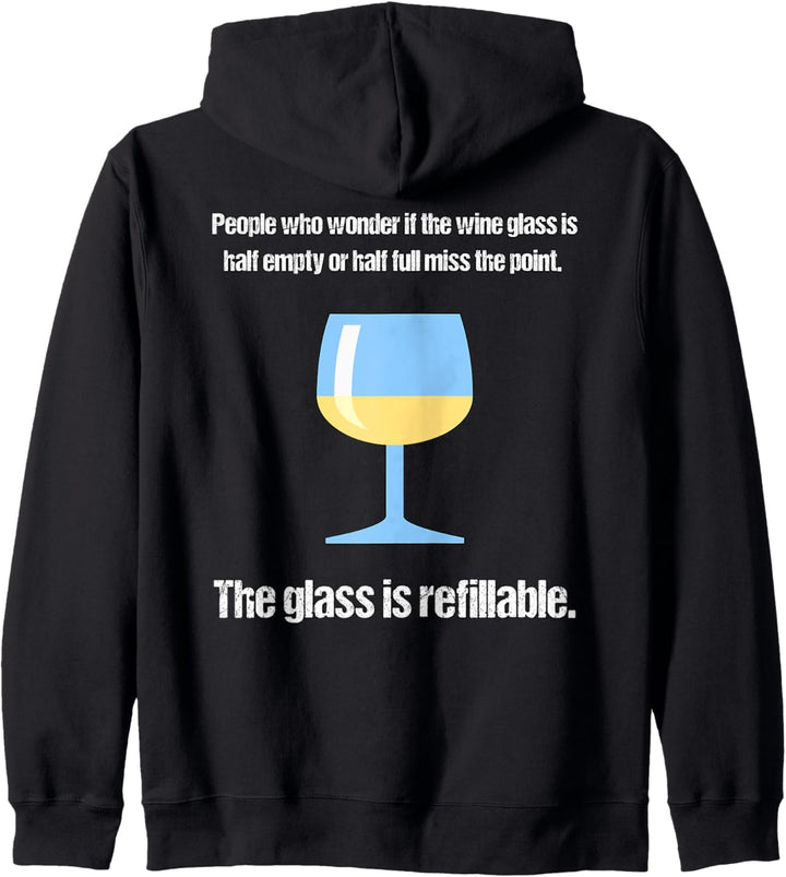 Leute, die fragen, ob der Wein-Glas halb leer Kapuzenjacke