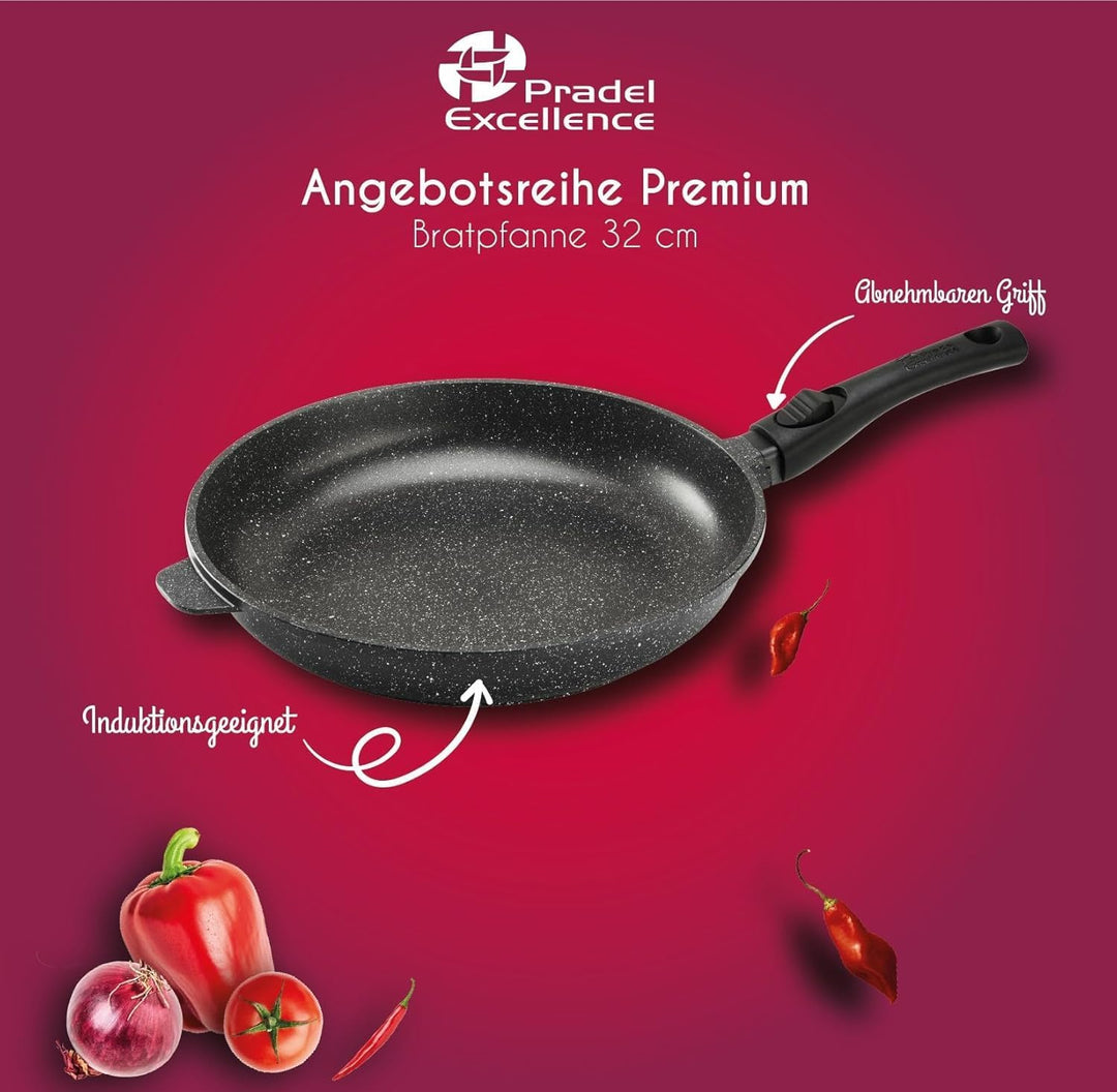 Pradel Excellence, PCUI001017, Premium Schmortopf aus Aluminiumguss Ø32cm, Glasdeckel, Antihaftbesch