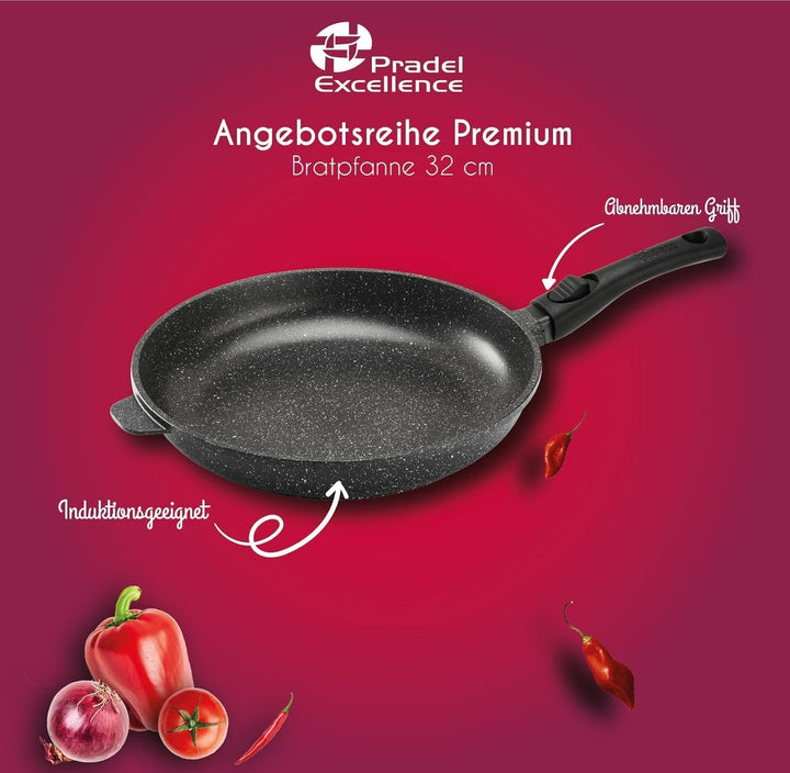 Pradel Excellence, PCUI001017, Premium Schmortopf aus Aluminiumguss Ø32cm, Glasdeckel, Antihaftbesch