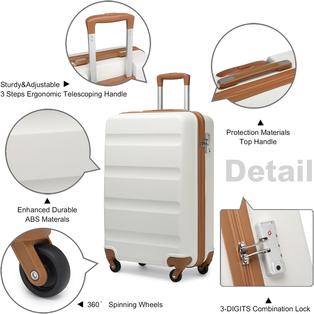 KONO Koffer Trolley Handgepäck Leicht Hartschalenkoffer aus ABS Reisekoffer mit 4 Rollen Gross Koffe